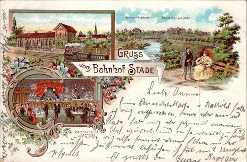 Litho gruß aus - aus, bahnhof